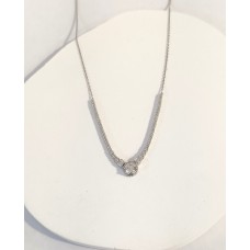 Κολιέ Σε Λευκόχρυσο 14Κ - Στρογγυλή βάση με ζιργκόν (μέρος σετ) (N266)